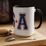 Large 15oz - USA Patriotic Coffee Mug - Accent Coffee Mug with Premium Quality, Two-Tone Ceramic Cup, America Gift Mug - Image 5