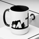 Large 15oz -  Cowboy Kneeling at the Cross Coffee Mug - Accent Coffee Mug with Premium Quality, Two-Tone Ceramic Cup, Cowboy Praying Gift Mug - Image 6