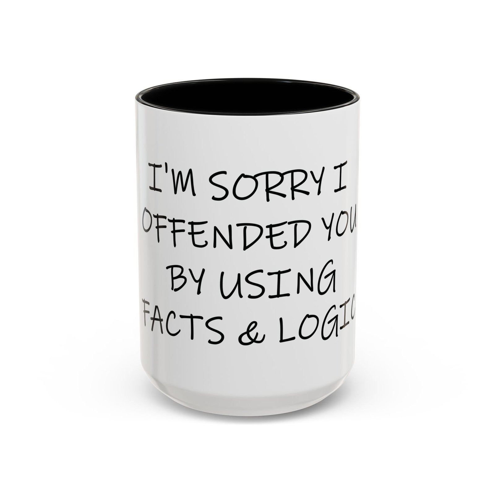 10797069491048613333_2048.jpeg Large 15oz - I'm sorry I offended you using facts & logic - Accent Coffee Mug with Premium Quality, Two-Tone Ceramic Cup, Gift for Coffee Lovers, Modern Minimalist Decor Mug - Image 1