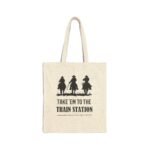 Premium Canvas Tote Bag – Sustainable Style for Everyday Use — Take Em to the Train Station West Cowboy Illustration Tote
