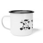 Classic 12oz Enamel Camp Cup, Cute Cow Highland Cow Enamel Camp Cup — Retro Farm Animal Camping Mug - Image 2