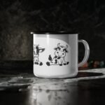 Classic 12oz Enamel Camp Cup, Cute Cow Highland Cow Enamel Camp Cup — Retro Farm Animal Camping Mug - Image 4