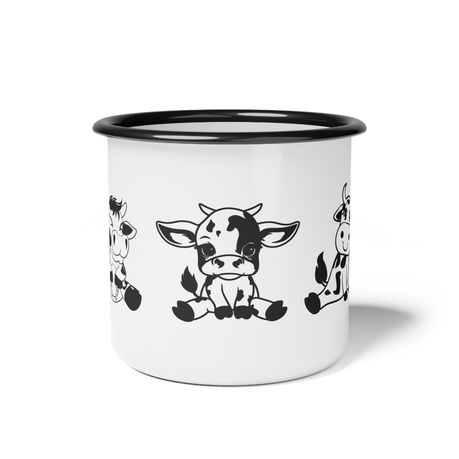 2016713979054696922_2048.jpeg Classic 12oz Enamel Camp Cup, Cute Cow Highland Cow Enamel Camp Cup — Retro Farm Animal Camping Mug - Image 1