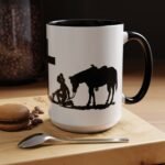 Large 15oz -  Cowboy Kneeling at the Cross Coffee Mug - Accent Coffee Mug with Premium Quality, Two-Tone Ceramic Cup, Cowboy Praying Gift Mug - Image 5