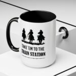 Large 15oz - Take Em to the Train Station West Cowboy Coffee Mug - Accent Coffee Mug with Premium Quality, Two-Tone Ceramic Cup, America Gift Mug - Image 6