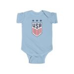 United States National Team Baby Onesie – Red White and Blue Soccer Shield  – Soft Cotton White Newborn Bodysuit Baby Shower Gift - Image 4