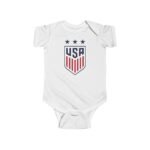 United States National Team Baby Onesie – Red White and Blue Soccer Shield  – Soft Cotton White Newborn Bodysuit Baby Shower Gift - Image 5