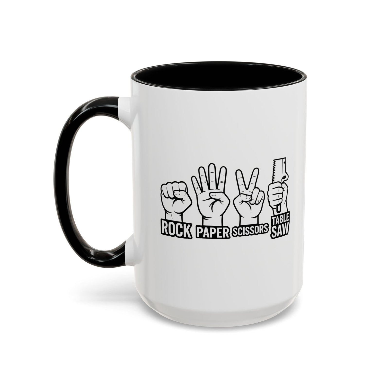 10741494679103667906_2048.jpeg Large 15oz - Funny "Rock Paper Scissors Table Saw" Funny Woodworking Mug with Premium Quality, Sarcastic Workshop Safety Mug - Image 1