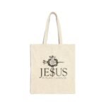 Christian Tote Bag – JESUS Design with Nails & Crown of Thorns, Faith Canvas Bag, Religious Gift – Natural Canvas Carryall