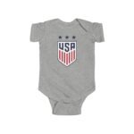 United States National Team Baby Onesie – Red White and Blue Soccer Shield  – Soft Cotton White Newborn Bodysuit Baby Shower Gift - Image 2