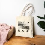 "Made in U.S.A." Patriotic Canvas Tote Bag – Distressed American Flag Eco-Friendly Shopping Bag – Vintage Style USA Pride Tote – Reusable Cotton Handbag - Image 2