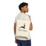 Funny Deer Hunter’s Tote Bag – "Fast Food" Graphic – Durable Eco-Friendly Cotton Canvas Carryall - Image 4