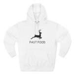 Funny Hunter's Graphic Tee – "Fast Food" Black Deer Silhouette– Premium Heavyweight Sweatshirt. Hooded Sweatshirt - Image 2