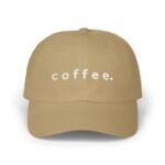 "coffee." Minimalist Embroidered Hat – Aesthetic Coffee Lover Dad Cap – Unisex Black Baseball Hat – Gift for Baristas & Caffeine Addicts - Image 4