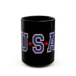 USA Collegiate America Flag Premium Black Ceramic Mug – 15oz