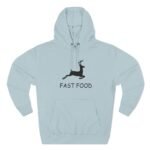 Funny Hunter's Graphic Tee – "Fast Food" Black Deer Silhouette– Premium Heavyweight Sweatshirt. Hooded Sweatshirt - Image 7