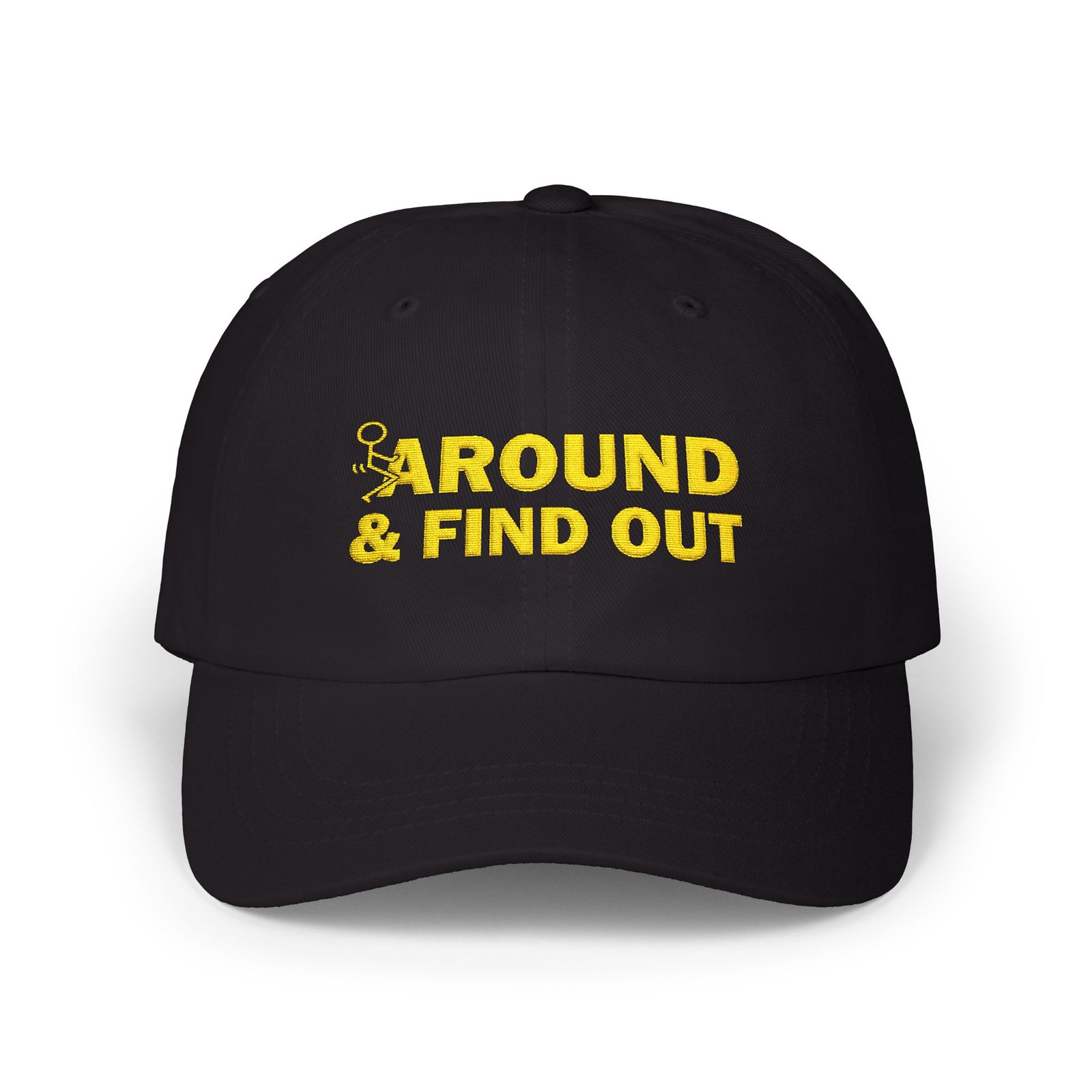 4278805274232317370_2048.jpeg Funny "FAFO" Embroidered Dad Hat – Bold Yellow "F Around & Find Out" Cap – Sarcastic Meme Baseball Hat – Edgy Humor Gift for Men - Image 1