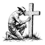 Kneeling Cowboy Praying at Cross SVG – Western Faith Digital Download