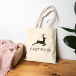 Funny Deer Hunter’s Tote Bag – "Fast Food" Graphic – Durable Eco-Friendly Cotton Canvas Carryall - Image 2