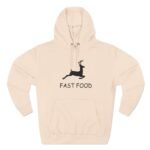 Funny Hunter's Graphic Tee – "Fast Food" Black Deer Silhouette– Premium Heavyweight Sweatshirt. Hooded Sweatshirt - Image 6