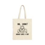 "Nobody Gives A Shit" Funny Sarcastic Tote Bag – Retro Binoculars Graphic – Natural Canvas Carryall