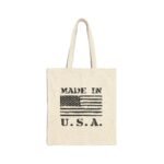 "Made in U.S.A." Patriotic Canvas Tote Bag – Distressed American Flag Eco-Friendly Shopping Bag – Vintage Style USA Pride Tote – Reusable Cotton Handbag