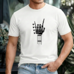 Skeleton Guitar T-Shirt, Western Cactus Scene Graphic Tee Classic Music Apparel Shirt Premium Fitted 100% Cotton Tee