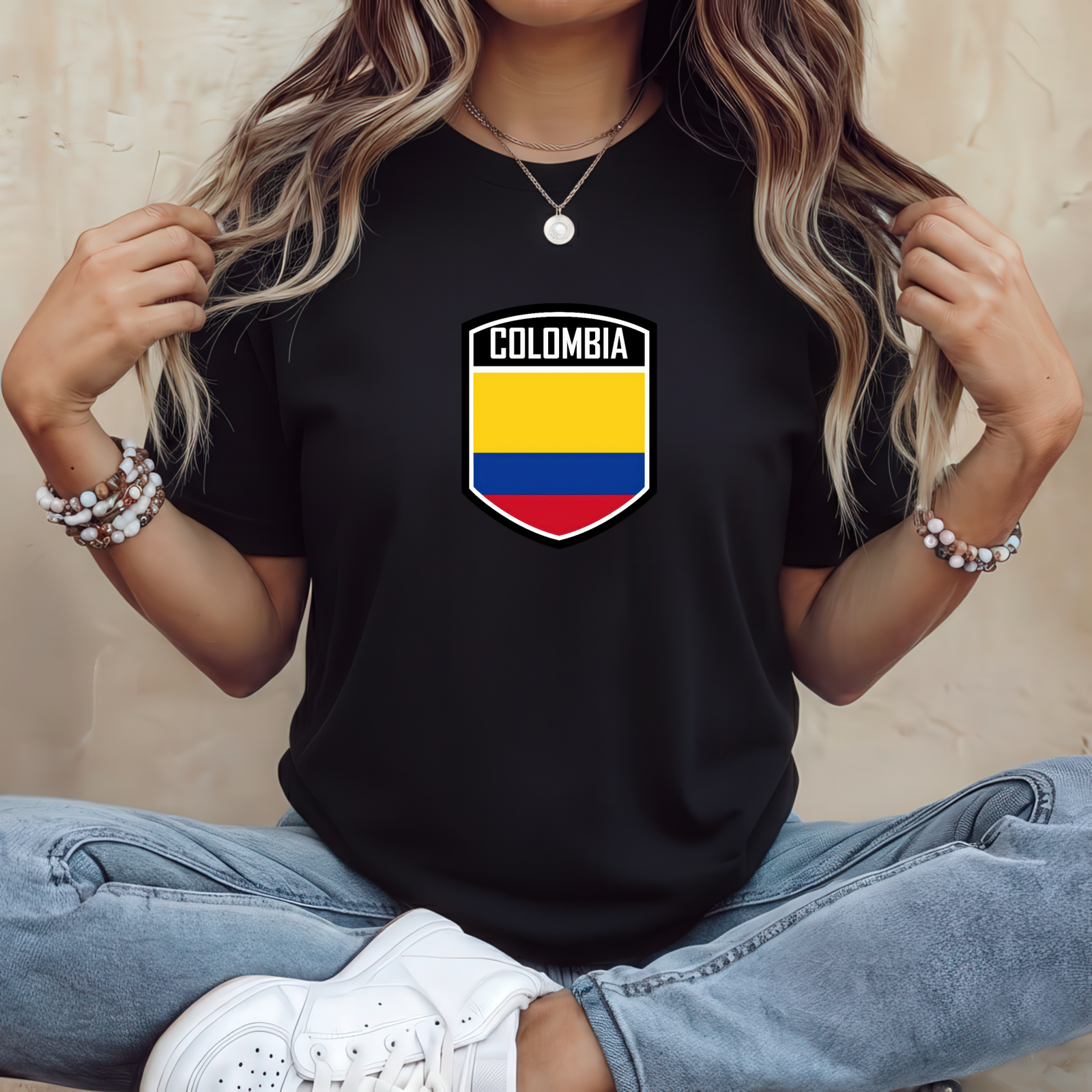 colomboa pride Colombia Colombia Crest T-Shirt – Colombian Flag & Football Shirt – Premium Fitted 100% Cotton Tee, Sport Stylish, Gift - Image 1