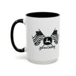 Patriotic John Deere Logo Coffee Mug – 15oz Ceramic Heritage Cup with Red Handle – American Flag Farming Gift - Image 3