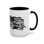 Patriotic American Flag John Deere Tractor Coffee Mug – 15oz Ceramic Farm Life Cup with Black Handle – Vintage Farmer Gift - Image 2