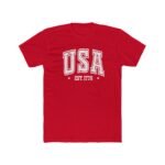 USA EST. 1776 Patriotic T-Shirt – Vintage Collegiate Style Graphic – Heritage Pride Tee – Unisex Tee Shirt Premium Fitted 100% Cotton Tee - Image 7