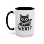 15oz "What?" Funny Black Cat Knife Mug – 15oz Ceramic Coffee Cup – Sarcastic Pet Lover Gift Coffee Mug with Premium Quality, Two-Tone Ceramic Cup - Image 3