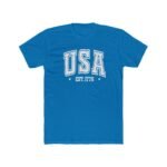 USA EST. 1776 Patriotic T-Shirt – Vintage Collegiate Style Graphic – Heritage Pride Tee – Unisex Tee Shirt Premium Fitted 100% Cotton Tee - Image 5