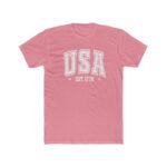 USA EST. 1776 Patriotic T-Shirt – Vintage Collegiate Style Graphic – Heritage Pride Tee – Unisex Tee Shirt Premium Fitted 100% Cotton Tee - Image 6