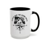 "Always Take The Scenic Route" Adventure Coffee Mug – 15oz Ceramic Compass Gift – Patriotic Wilderness Mug with Red Handle - Image 2