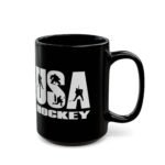 15oz USA Hockey Mug - Black 15oz Ceramic Coffee Cup, Team USA Ice Hockey Varsity Logo with Player Silhouettes, Patriotic Sports Fan Gift & Coach Appreciation Mug  – Ceramic Coffee Cup Humor Mug - Image 4