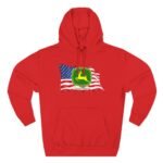 Premium Hoodie John Deere Flag Heritage Hoodie – Waving American Flag Graphic – Farmer Agricultural Pullover Hoodie Hooded Sweatshirt - Image 2