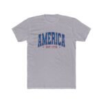 America USA EST. 1776 Patriotic T-Shirt – Vintage Collegiate Style Graphic – Heritage Pride Tee – Unisex Tee Shirt Premium Fitted 100% Cotton Tee - Image 2