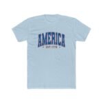 America USA EST. 1776 Patriotic T-Shirt – Vintage Collegiate Style Graphic – Heritage Pride Tee – Unisex Tee Shirt Premium Fitted 100% Cotton Tee - Image 5
