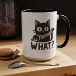 15oz "What?" Funny Black Cat Knife Mug – 15oz Ceramic Coffee Cup – Sarcastic Pet Lover Gift Coffee Mug with Premium Quality, Two-Tone Ceramic Cup - Image 6