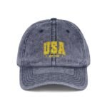 USA EST. 1776 Patriotic Embroidered Hat – Vintage Collegiate Style – Distressed Charcoal Grey Dad Cap - Image 6