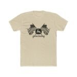 Patriotic American Crossed Flags John Deere Tractor T-Shirt – Farm Life Graphic – Heather Gray Unisex Farmer Pride Tee - Unisex Tee Shirt Premium Fitted 100% Cotton Tee - Image 7