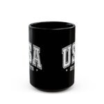 USA EST. 1776 Patriotic Coffee Mug – 15oz Black Ceramic Cup – Vintage Collegiate Style Heritage Gift - Image 3