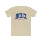 America USA EST. 1776 Patriotic T-Shirt – Vintage Collegiate Style Graphic – Heritage Pride Tee – Unisex Tee Shirt Premium Fitted 100% Cotton Tee - Image 7
