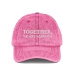 "Together, We Are America" Distressed Cap – Charcoal Grey Vintage Baseball Hat – Patriotic Unity Headwear – Patriotic Unity Headwear – Distressed Charcoal Grey Wizard Hat Cap - Image 8