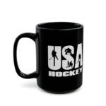 15oz USA Hockey Mug - Black 15oz Ceramic Coffee Cup, Team USA Ice Hockey Varsity Logo with Player Silhouettes, Patriotic Sports Fan Gift & Coach Appreciation Mug  – Ceramic Coffee Cup Humor Mug - Image 5