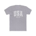 USA EST. 1776 Patriotic T-Shirt – Vintage Collegiate Style Graphic – Heritage Pride Tee – Unisex Tee Shirt Premium Fitted 100% Cotton Tee - Image 3