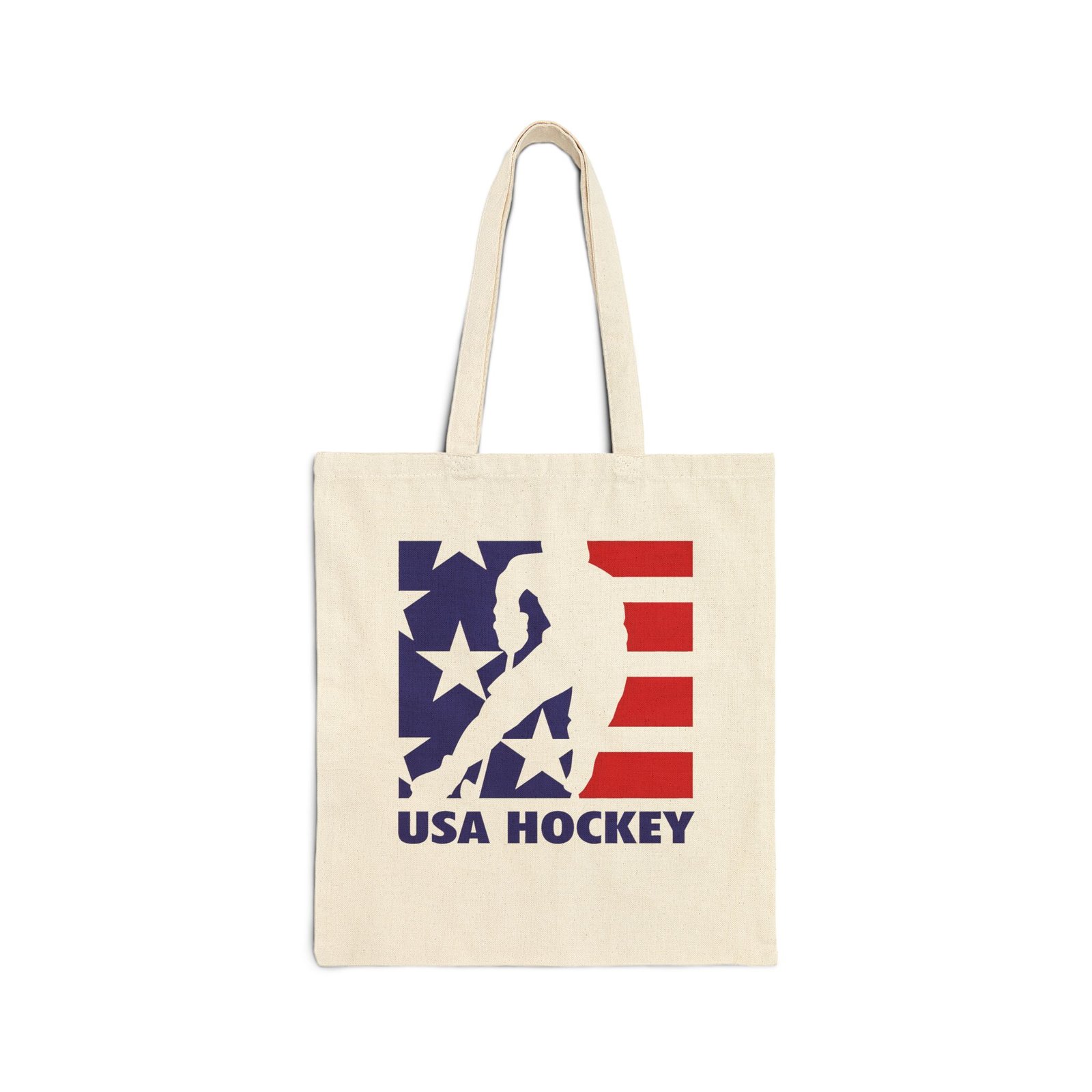 3888709449220276469_2048.jpeg USA Hockey Tote Bag - Patriotic American Flag Sports Canvas Bag, Team USA Ice Hockey Action Graphic Shoulder Bag, Reusable Grocery & Gym Bag for Hockey Fans Gift Durable Eco-Friendly Shopping Bag - Image 1