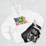 Premium Hoodie John Deere Flag Heritage Hoodie – Waving American Flag Graphic – Farmer Agricultural Pullover Hoodie Hooded Sweatshirt - Image 4
