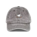 "Peace Was Never An Option" Funny Goose Meme Dad Hat – Distressed Charcoal Grey Baseball Cap – Witty Embroidered Headwear — Distressed Vintage Hat - Image 5